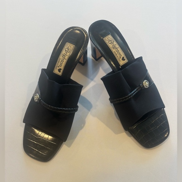 BRIGHTON Tyra Black Leather Kitten Heels Made in Italy Vintage Y2K Size 8.5 - Picture 1 of 10